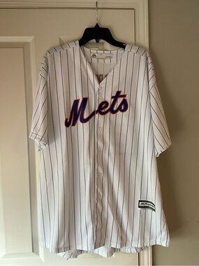 Majestic White Pinstripe Mets Alonso Baseball Jersey Size XXXL